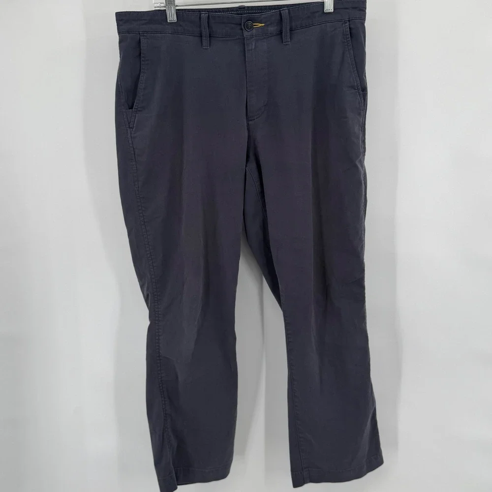 L.L.Bean Chino Pants Mens 35x27 Actual Gray Standard Fit Stretch